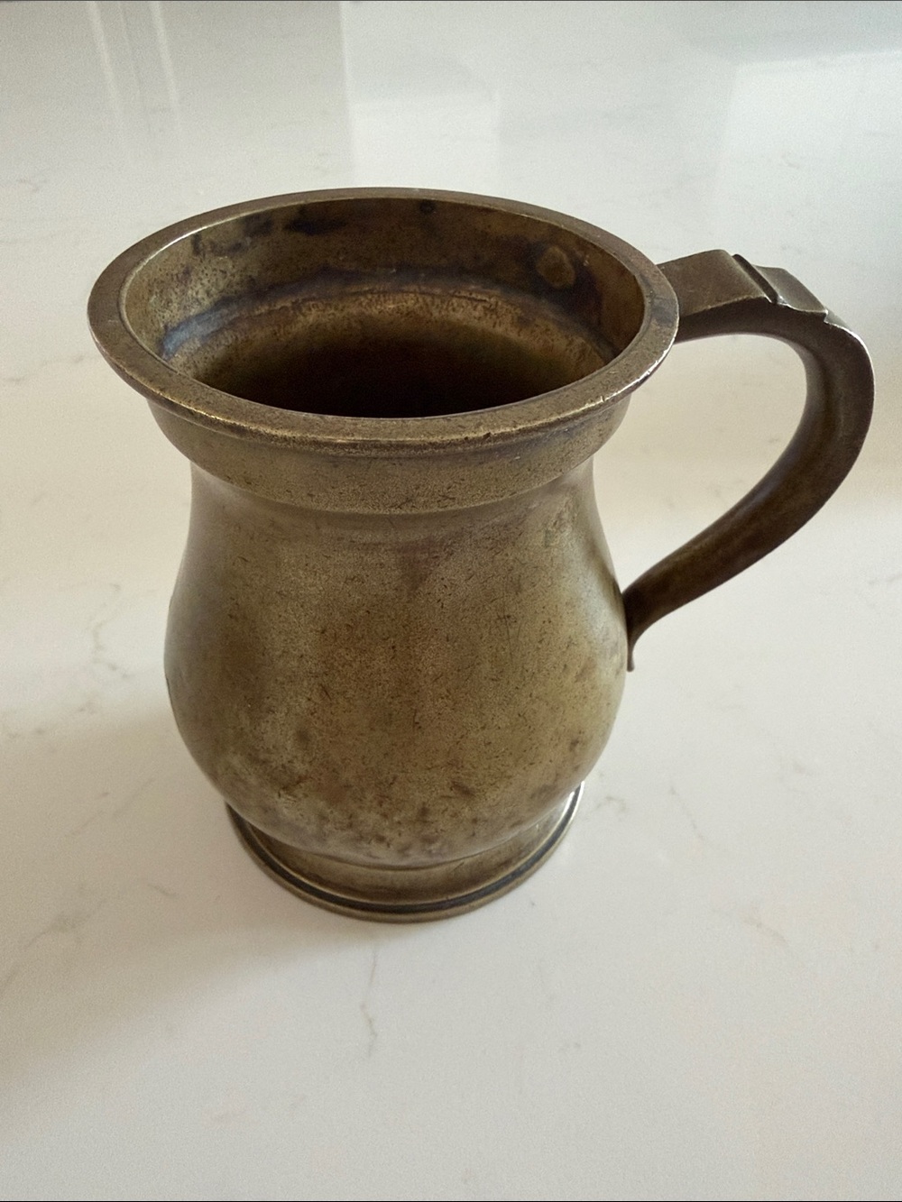 Antique Century Bronze or Pewter Pint Tavern Mug Stamped crown V+R on trim